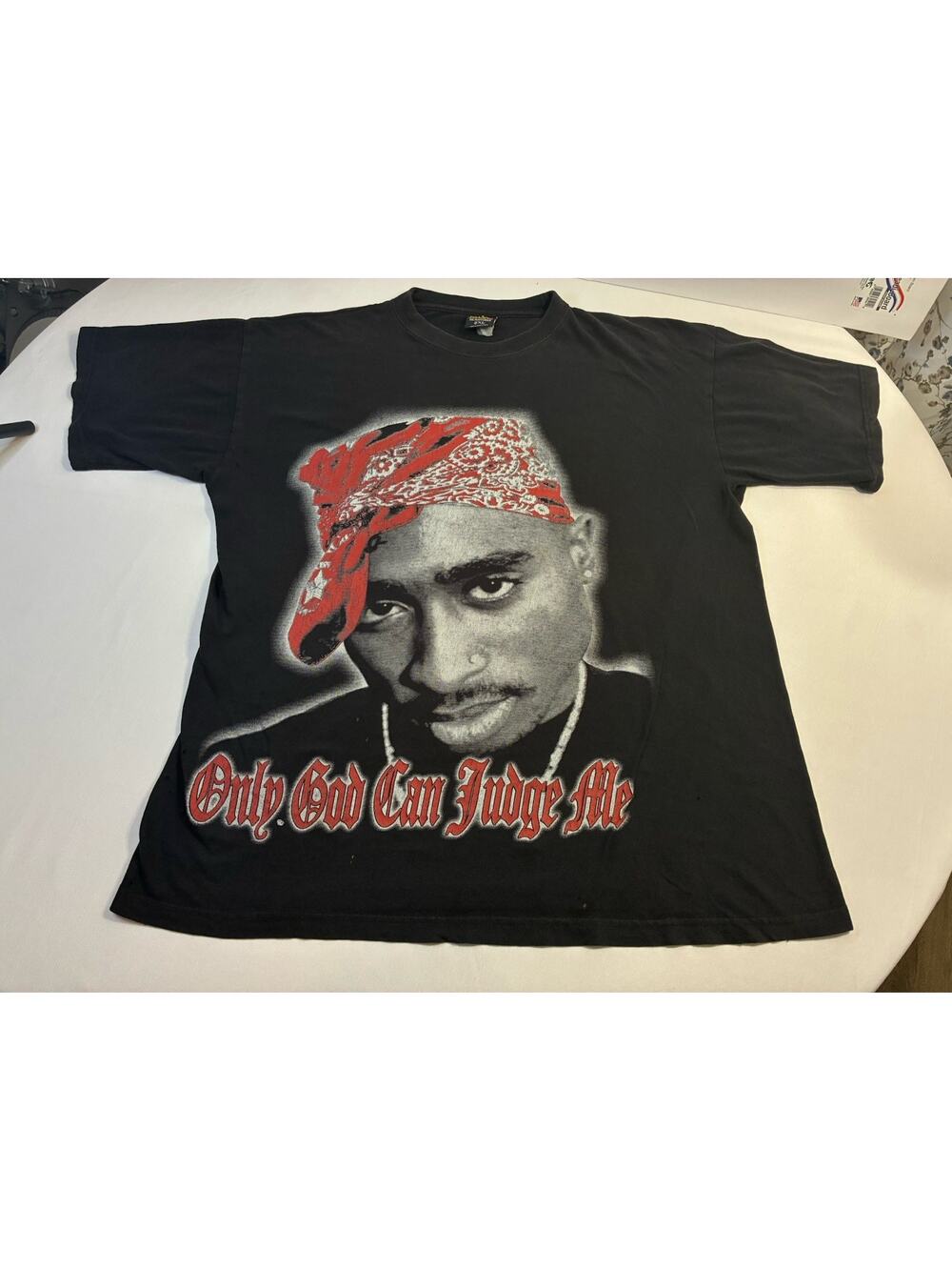 Tupac Shakur Distressed Graphic Tee Only God Can Judge Me 2XL Rap Icon Black